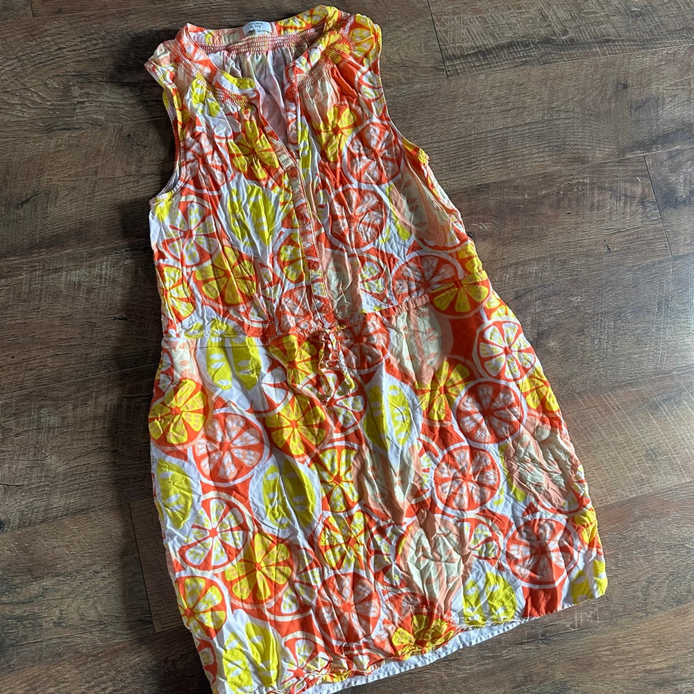 Women's Crown & Ivy Mini Dress Size 10 Orange Yellow Citrus Print